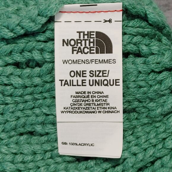 The North Face Cable Knit Green Classic Fit Winter Beanie Hat Womens OSFA - Picture 4 of 4